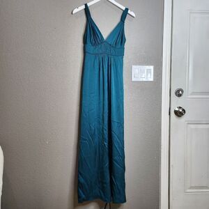 Banana Republic Silk Teal Maxi Dress